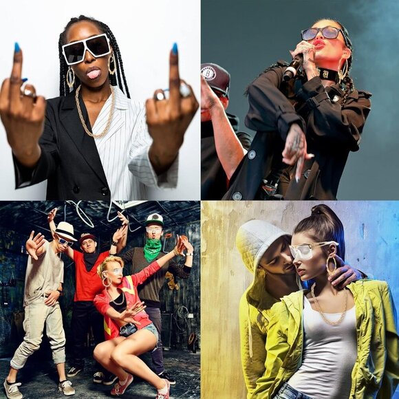 80s 90s Hip Hop Costume Women Accessories Fanny Pack Hat Earrings Necklace main image 7